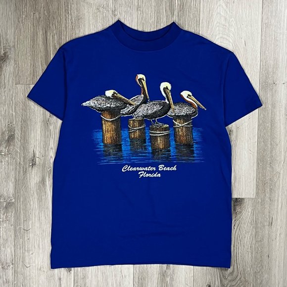 Clearwater Beach Florida Vintage Sunshine Apparel Blue Large T-Shirt - Picture 1 of 5